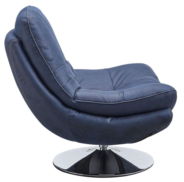 Clearance - Vento Swivel Chair and Footstool - Midnight Blue Fabric