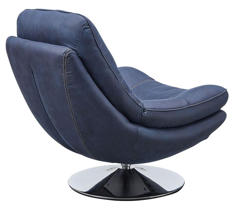 Clearance - Vento Swivel Chair and Footstool - Midnight Blue Fabric