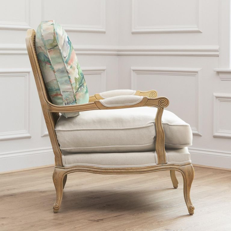 Russet Florence Armchair - Oak and Linen Shores - Printed
