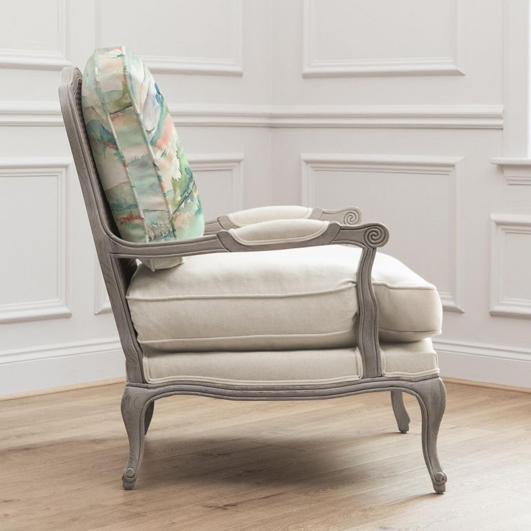 Russet Florence Armchair - Stone and Linen Shores - Printed