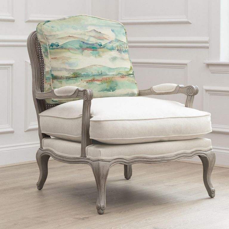 Russet Florence Armchair - Stone and Linen Shores - Printed