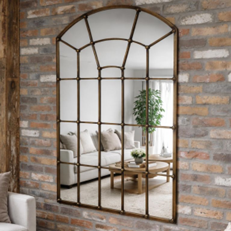 Window Mirror - Arch - Antique Bronze - Metal - 92cm x 132cm