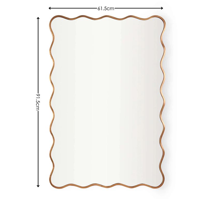 Stevie Wall Mirror - Wave Edge - Gold - Metal - 61.5cm x 91.5cm