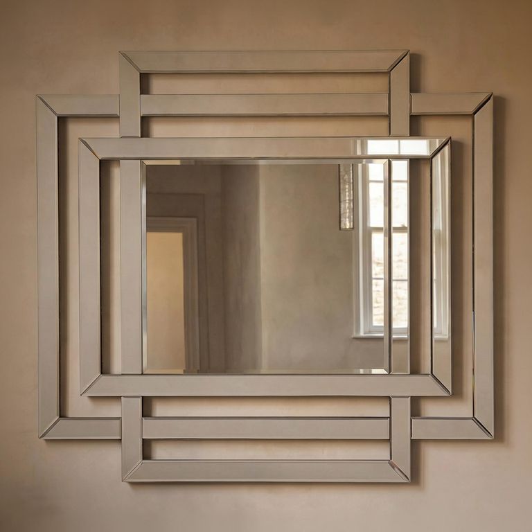 Farley Wall Mirror - Silver Tri Rectangle - 100cm x 110cm