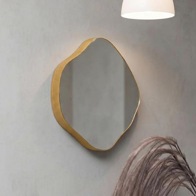 Organic Wall Mirror - Champagne Metal - Abstract - 59cm x 61cm