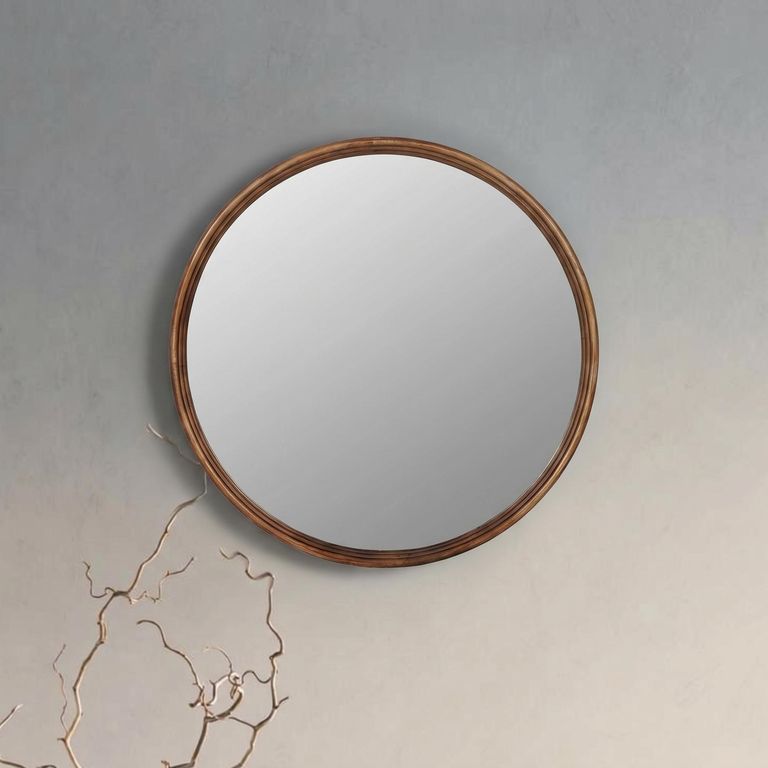Tilburg Wall Mirror - Brown Wooden - Round - 80cm x 80cm