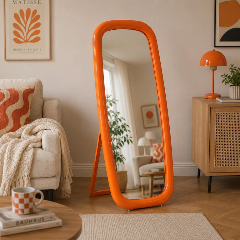 Cheval Mirror - Orange Painted - Wood - 80cm x 180cm