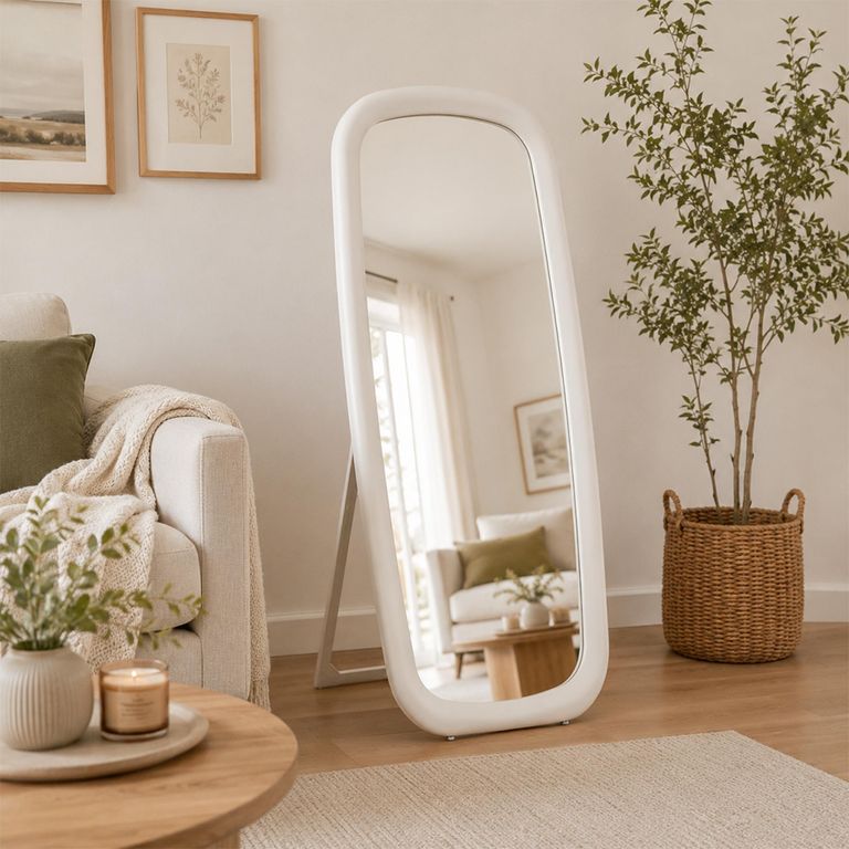 Cheval Mirror - White Painted - Wood - 80cm x 180cm