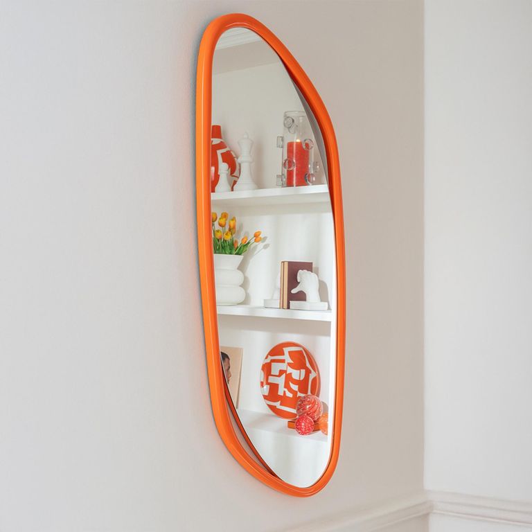 Wall Mirror - Abstract - Orange Painted - Wood - 120cm x 50cm
