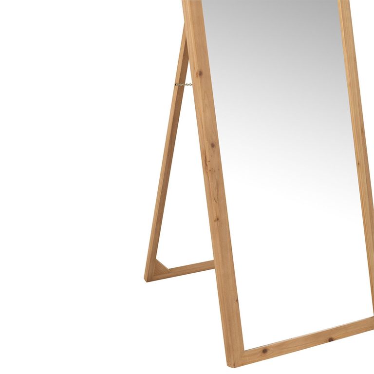 Curved Cheval Mirror - Natural - Fir Wood - 52cm x 162cm