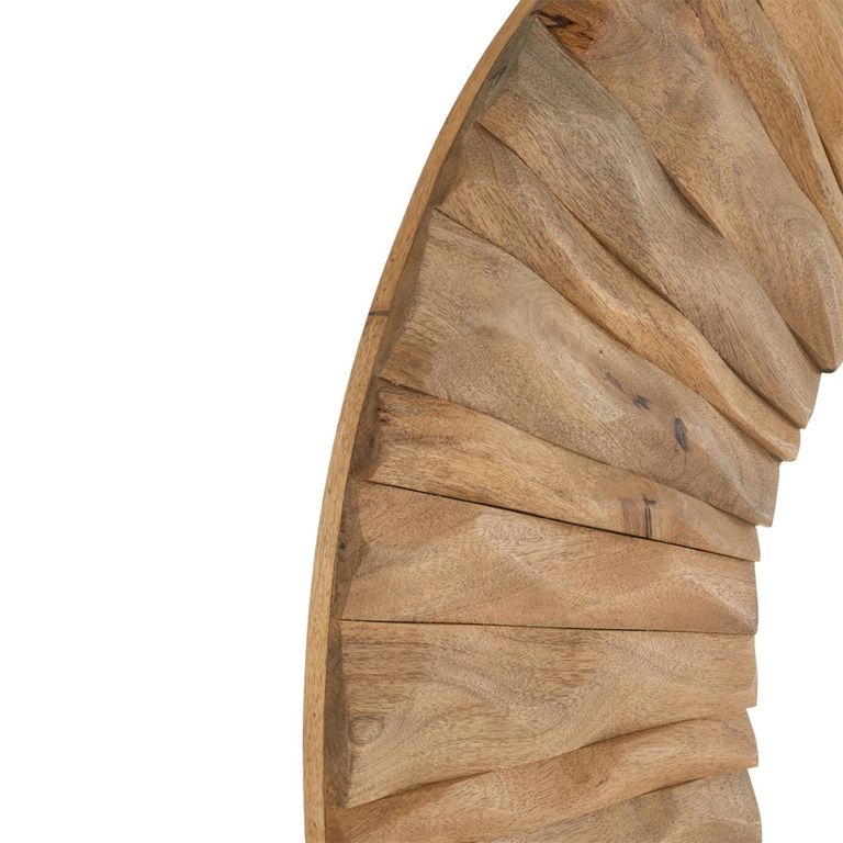 Curved Wall Mirror - Waved Desgin - Oval - Natural - Wood - 152cm x 92cm