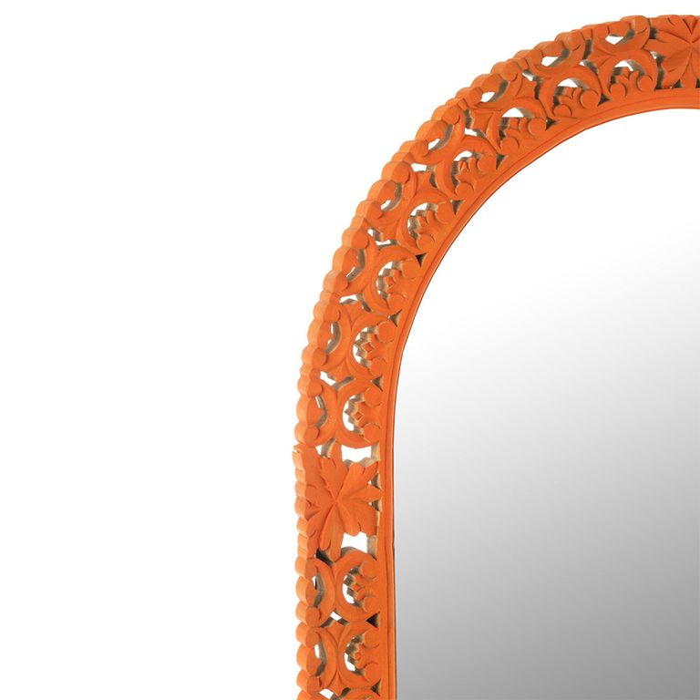 Mumbai Carved Wall Mirror - Orange - Mango Wood - 70cm x 160cm