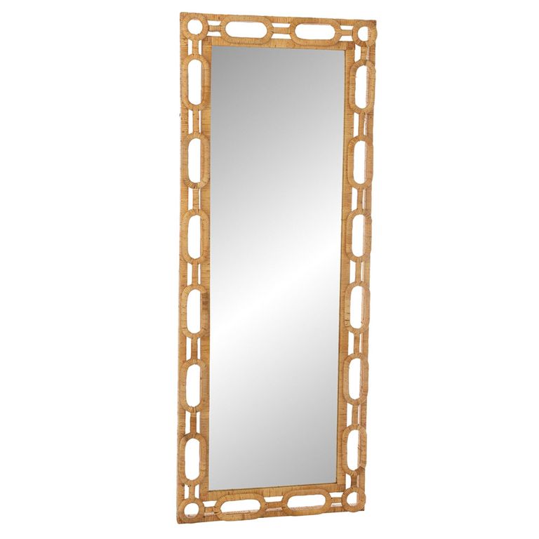 Ring Wall Mirror - Large - Natural - Rattan and Wood - 67cm x 172cm
