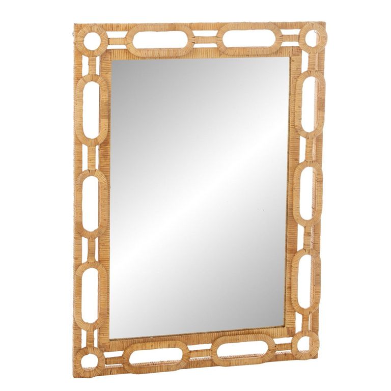 Ring Wall Mirror - Small - Natural - Rattan and Wood - 75cm x 101.5cm