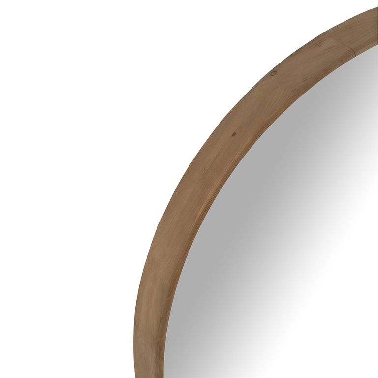 Wall Mirror - Round - Light Beige - Fir Wood - 91cm x 8cm