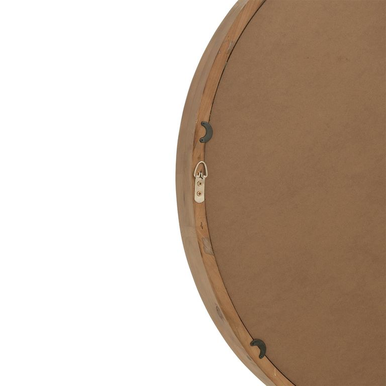 Wall Mirror - Round - Light Beige - Fir Wood - 91cm x 8cm
