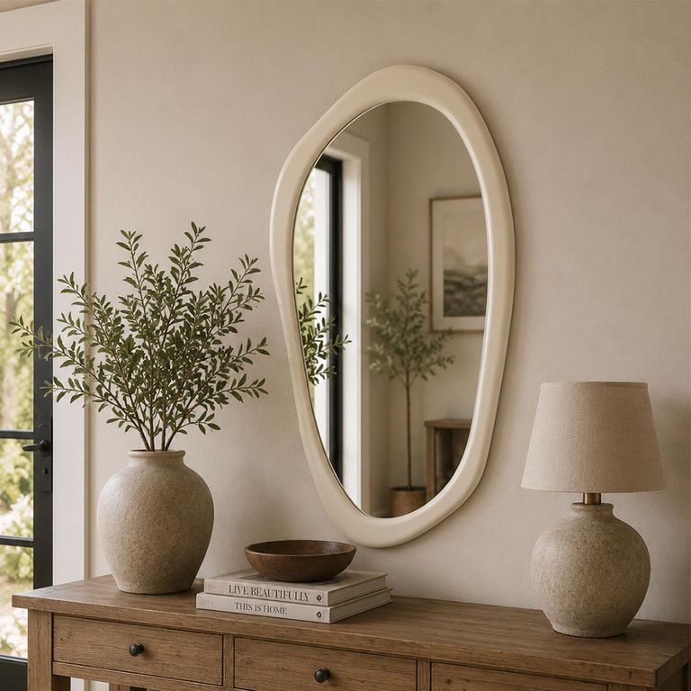 Moderna Wall Mirror - Abstract - White - Wood - 120cm x 68cm