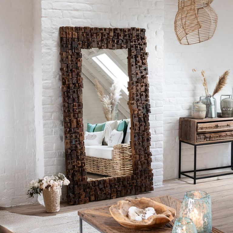Syma Leaner Mirror - Large - Natural - Recycled Wood - 100cm x 180cm