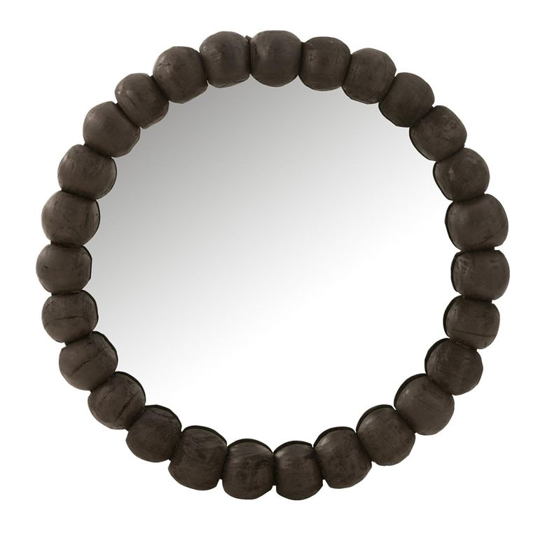 Balls Wall Mirror - Round - Black - Wood - 80cm x 7cm