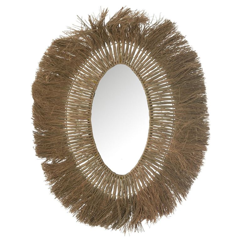 Braided Wall Mirror - Oval - Natural - Grass - 74cm x 100cm