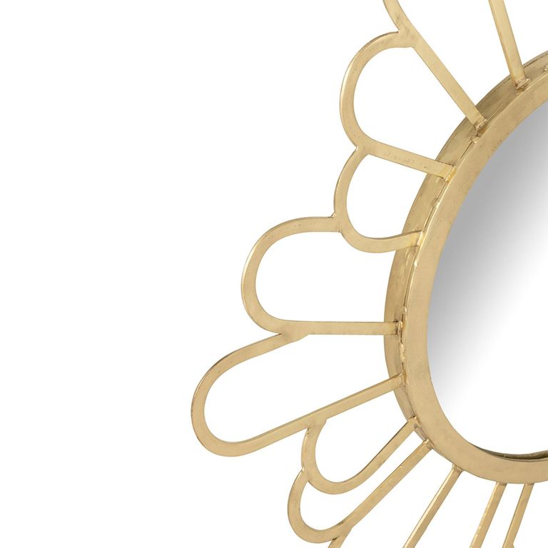 Flower Wall Mirror - Round - Gold - Metal - 90cm x 3cm