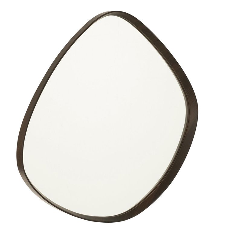 Hanging Wall Mirror - Abstract - Large - Dark Brown - Wood - 88cm x 79cm