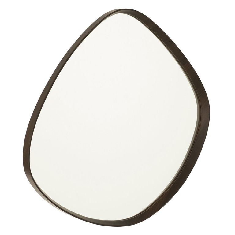 Hanging Wall Mirror - Abstract - Small - Dark Brown - Wood - 70cm x 61cm