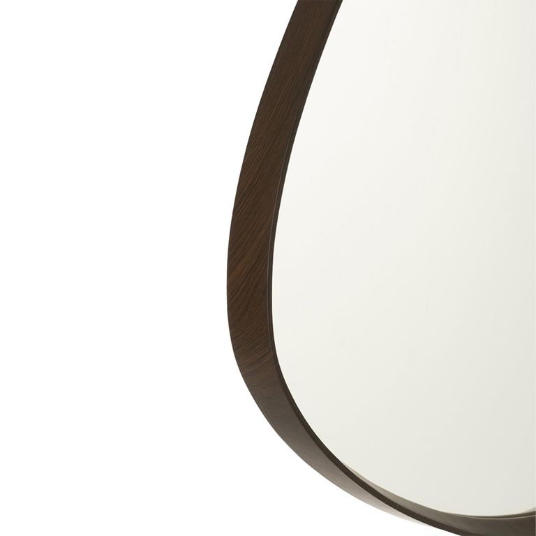 Hanging Wall Mirror - Abstract - Small - Dark Brown - Wood - 70cm x 61cm