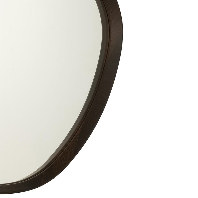 Hanging Wall Mirror - Abstract - Small - Dark Brown - Wood - 70cm x 61cm