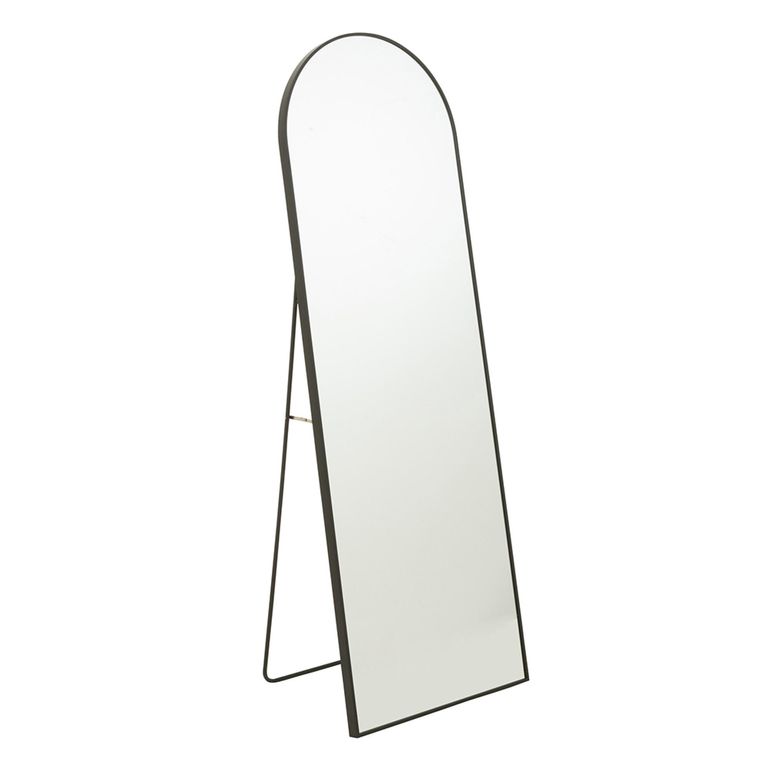 Curved Cheval Mirror - Black - Glass and Metal - 50cm x 150cm