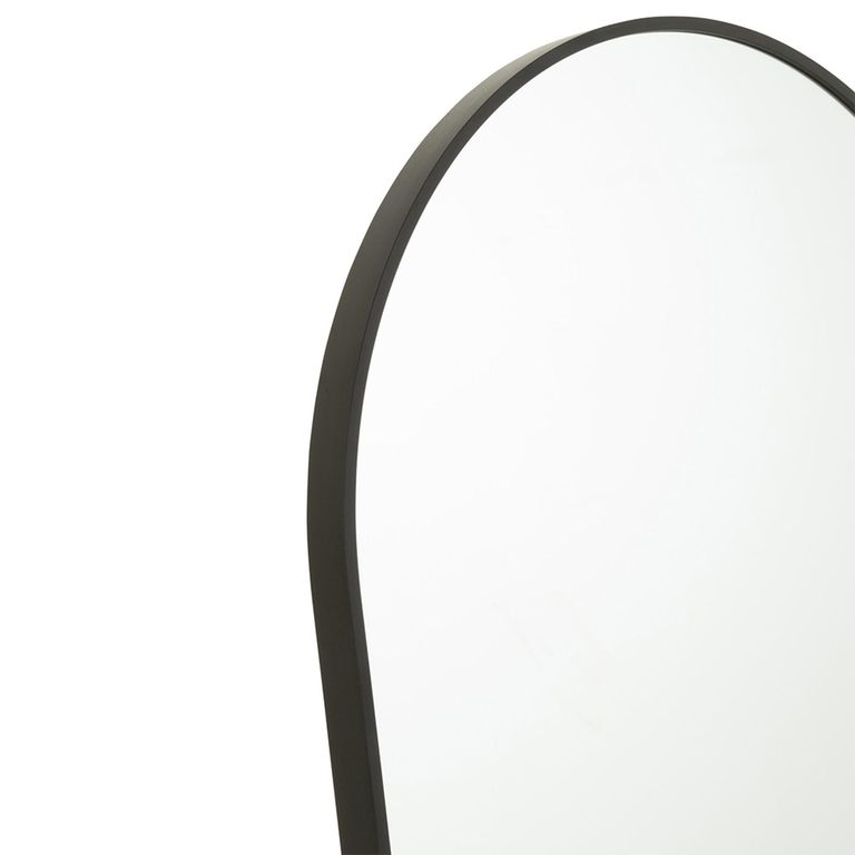 Curved Cheval Mirror - Black - Glass and Metal - 50cm x 150cm