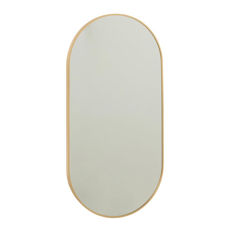 Grale Wall Mirror - Oval - Gold - Glass and Metal - 50cm x 100cm