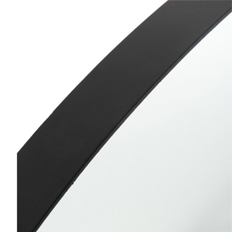High Border Wall Mirror - Round - Large - Black - Glass and Metal - 110cm x 4cm