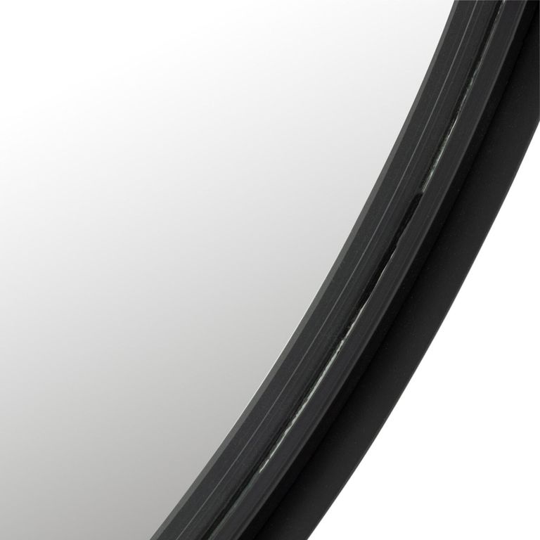 High Border Wall Mirror - Round - Small - Black - Glass and Metal - 60cm x 4cm