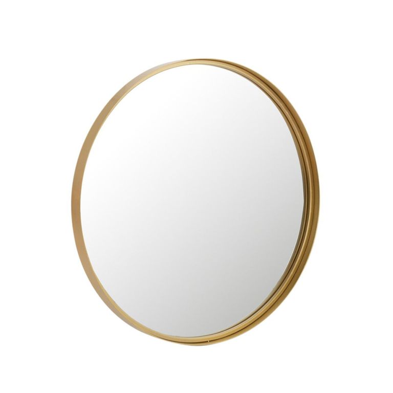 High Border Wall Mirror - Round - Small - Gold - Glass and Metal - 60cm x 4cm