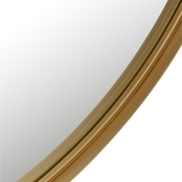 High Border Wall Mirror - Round - Small - Gold - Glass and Metal - 60cm x 4cm