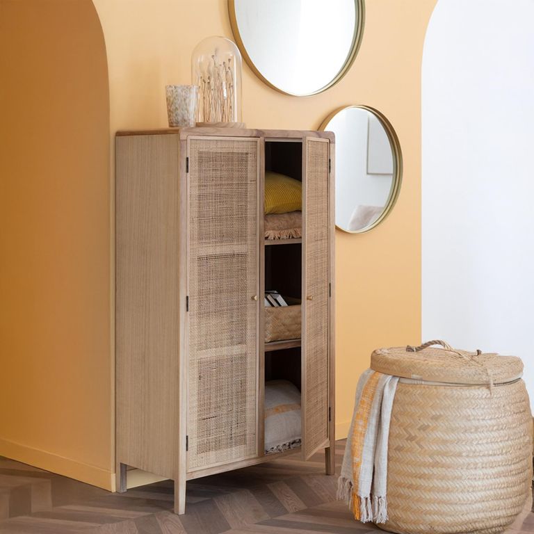 High Border Wall Mirror - Round - Small - Gold - Glass and Metal - 60cm x 4cm