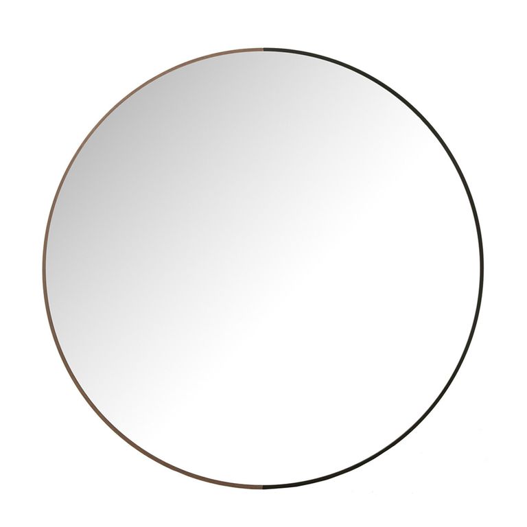 Wall Mirror - Round - Black - Wood and Metal - 90cm x 2.75cm