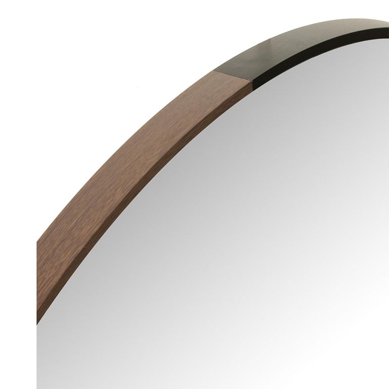 Wall Mirror - Round - Black - Wood and Metal - 90cm x 2.75cm