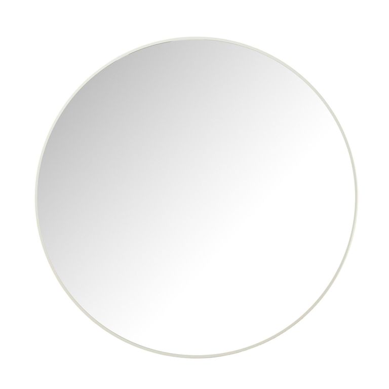 Wall Mirror - Round - White - Glass and Metal - 90cm x 3cm