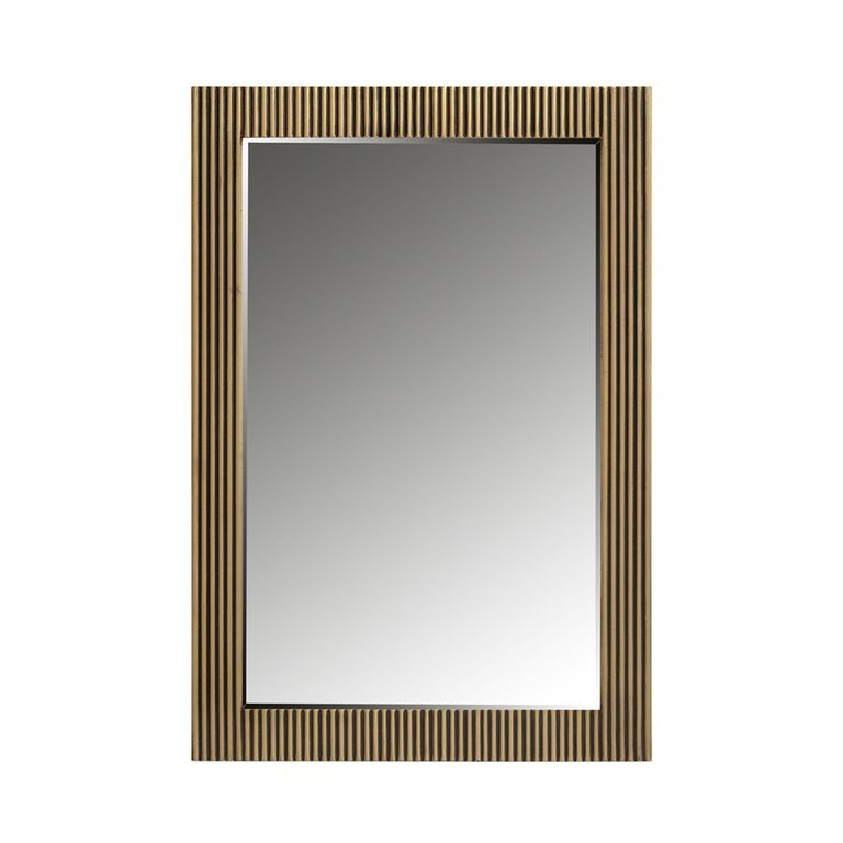 Ironville Brass Ribbed Rectangular Wall Mirror