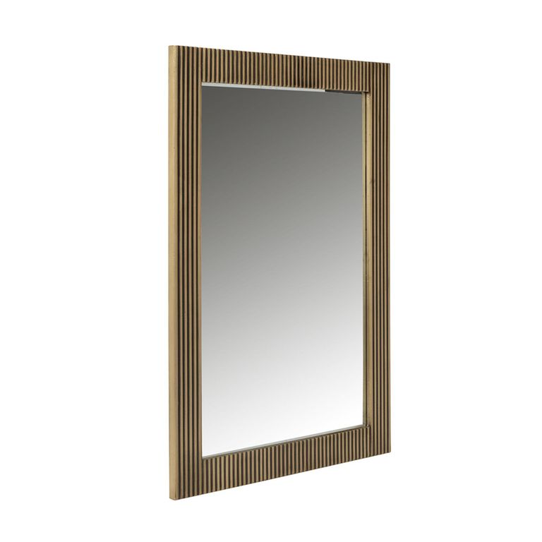 Ironville Brass Ribbed Rectangular Wall Mirror