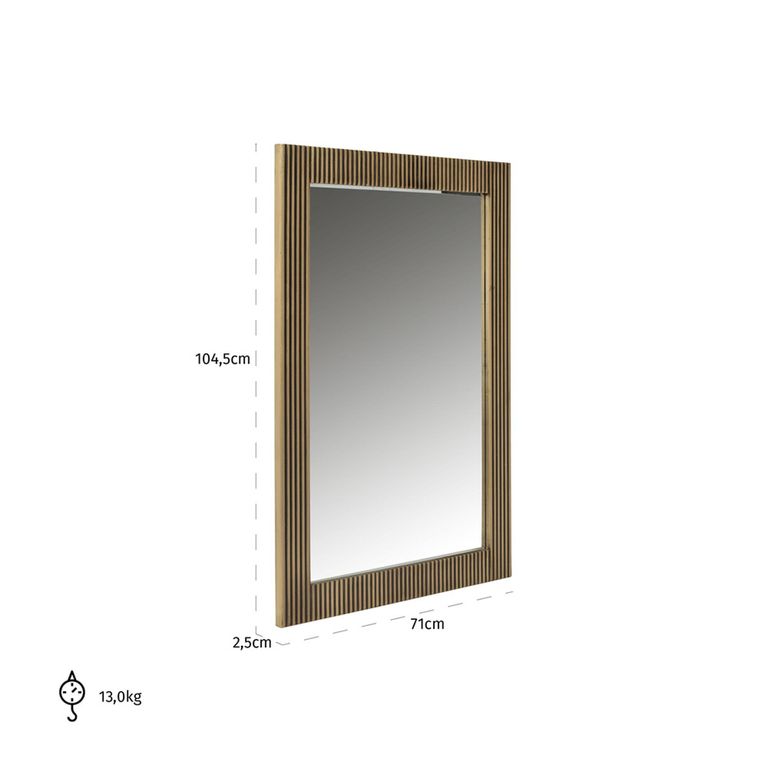 Ironville Brass Ribbed Rectangular Wall Mirror