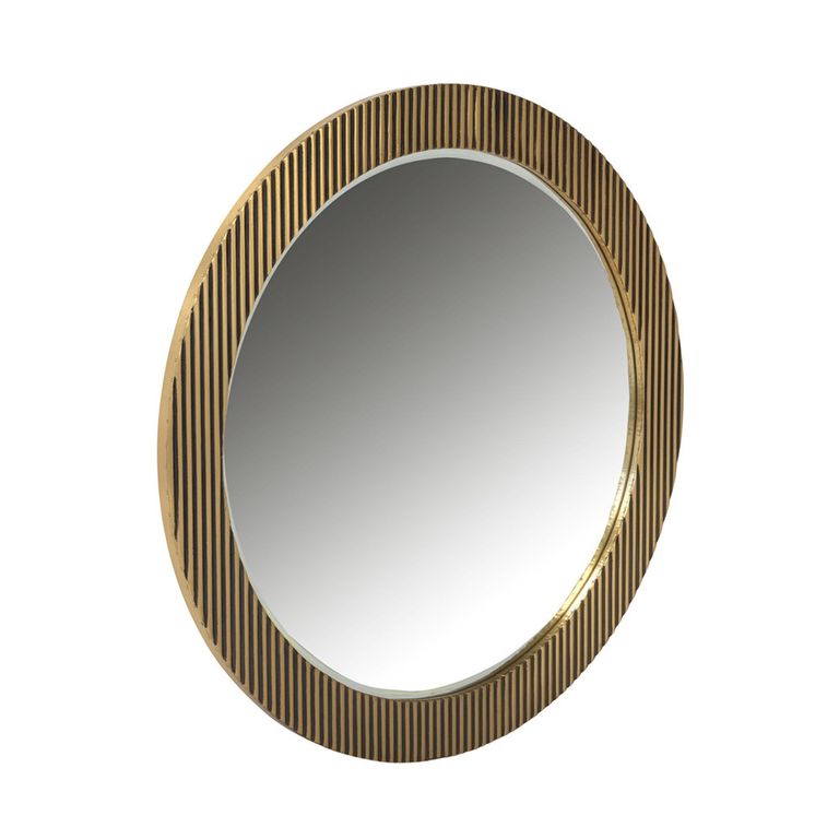 Ironville Brass Ribbed Round Wall Mirror