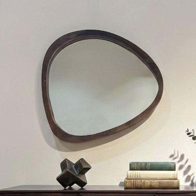 Brix Joy Wall Mirror - Abstract - Chestnut - Mango Wood - 80cm x 70cm