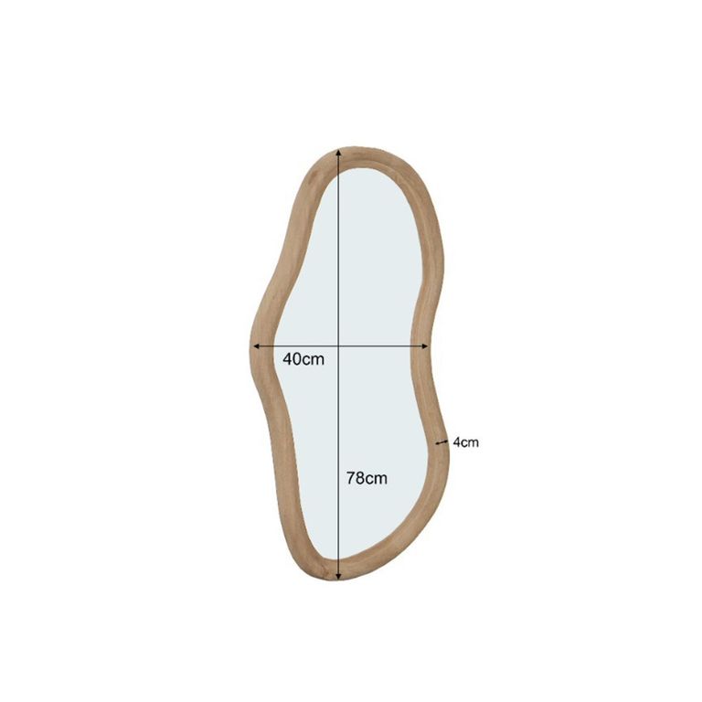 Brix Sophie Wall Mirror - Abstract - Small - Natural - Wood - 40cm x 78cm