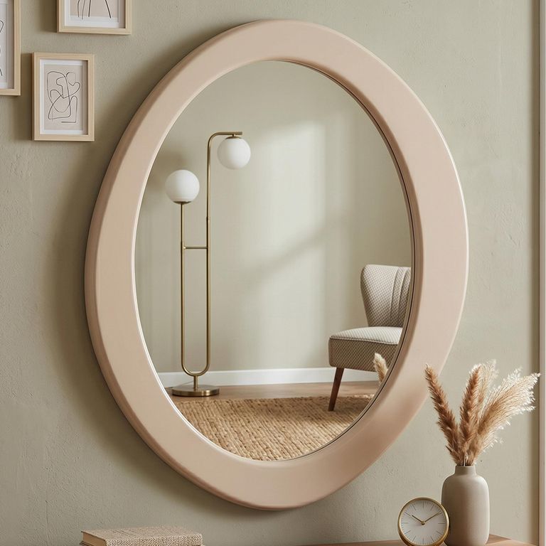 Clayton Wall Mirror - Oval - Beige - 108cm x 120cm