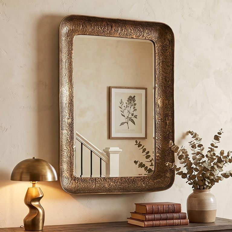 Loan Curved Wall Mirror - Antique Brass - Aluminum - 120cm x 80cm