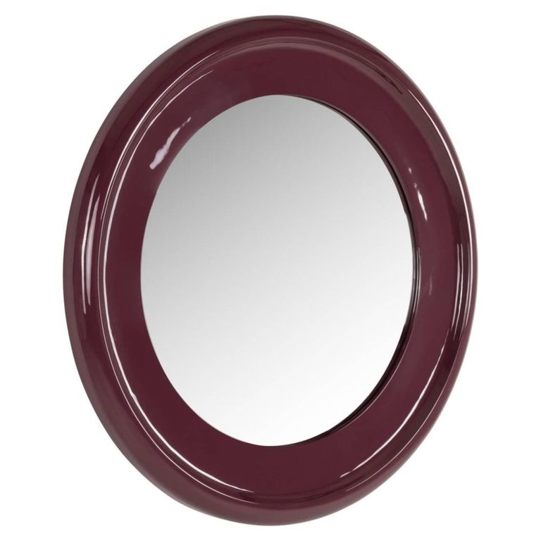 Eabel Wall Mirror - Round - Red - Metal - 90cm x 4.5cm
