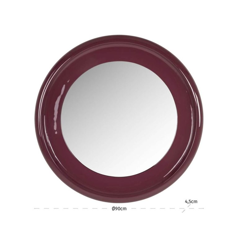 Eabel Wall Mirror - Round - Red - Metal - 90cm x 4.5cm